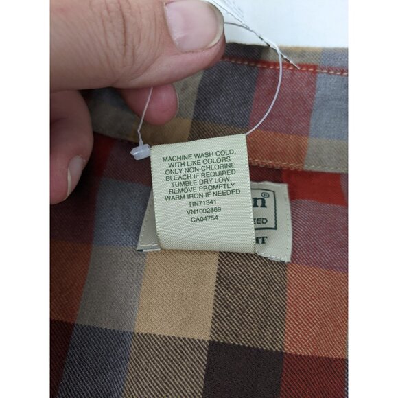 LL Bean Twill Plaid Long Sleeve Button Up Shirt Size Medium Tall Mens NWT Brown - Picture 6 of 12